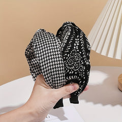 Houndstooth Knot Hair Hoop Paisley Print Wide Headband
