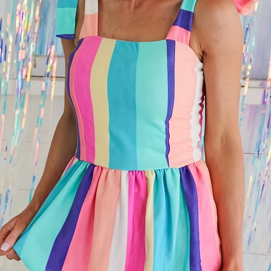 Striped Peplum Tank Top Casual Summer & Spring Women's Clothing