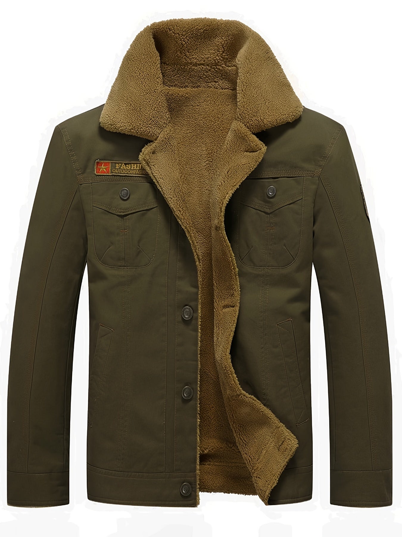 Men's Warm Fleece Cotton Biker Jacket Coat