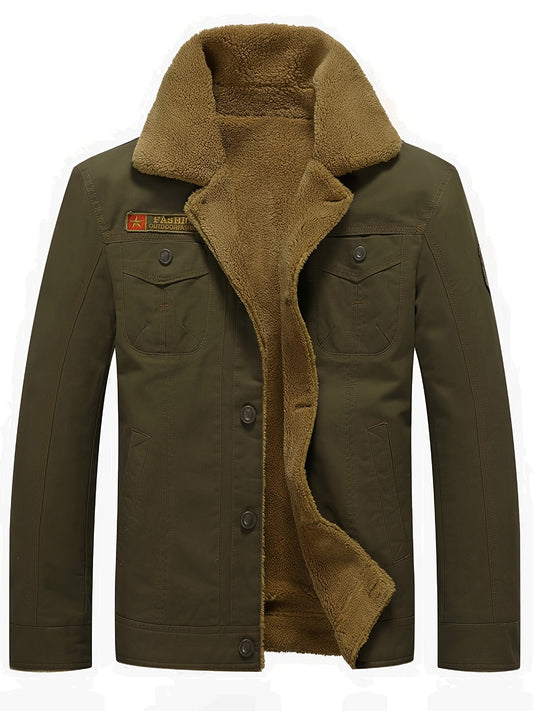 Men's Warm Fleece Cotton Biker Jacket Coat