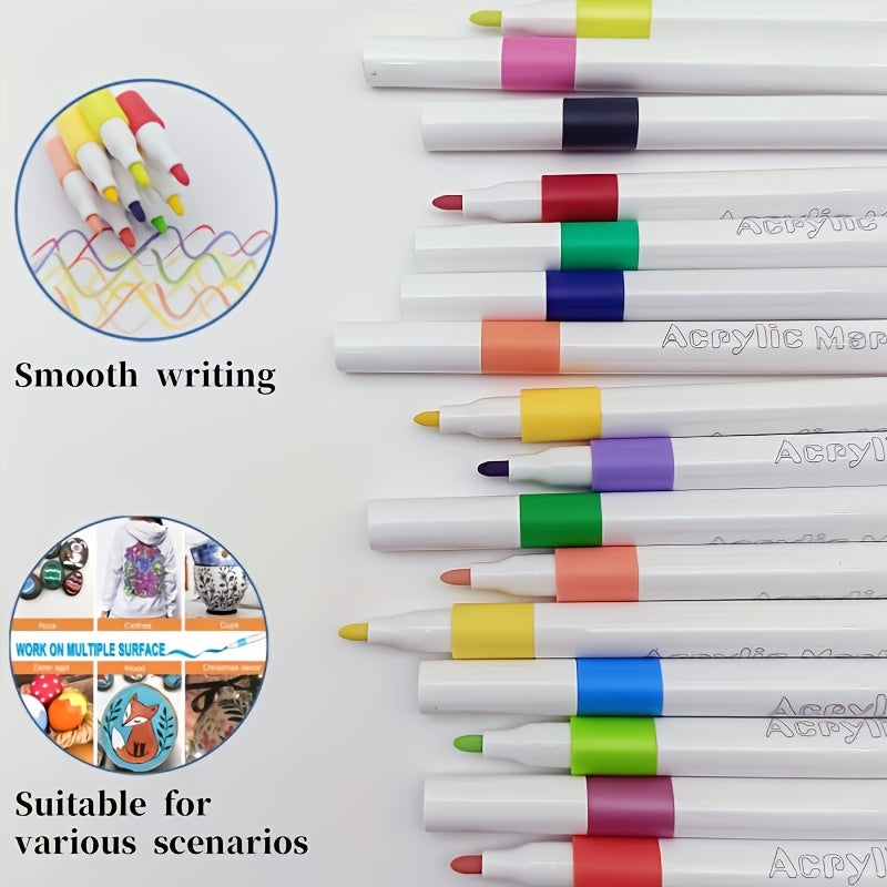 50 Acrylic Markers Round Tip PP Box for Stones Glass Easter Eggs