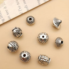 50pcs Antique Silvery Pattern Alloy Spacer Beads for DIY Jewelry Making