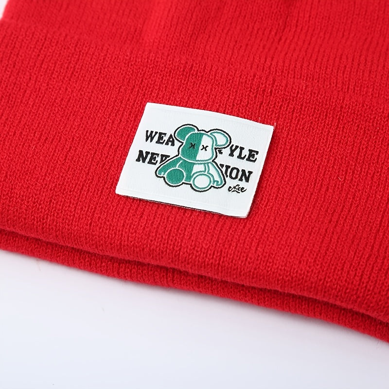 Warm Knitted Hat Bear Men Women Autumn Winter