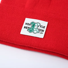 Warm Knitted Hat Bear Men Women Autumn Winter