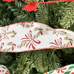 Christmas Candy Peppermint Wired Edge Ribbon Burlap Ribbon DIY Craft