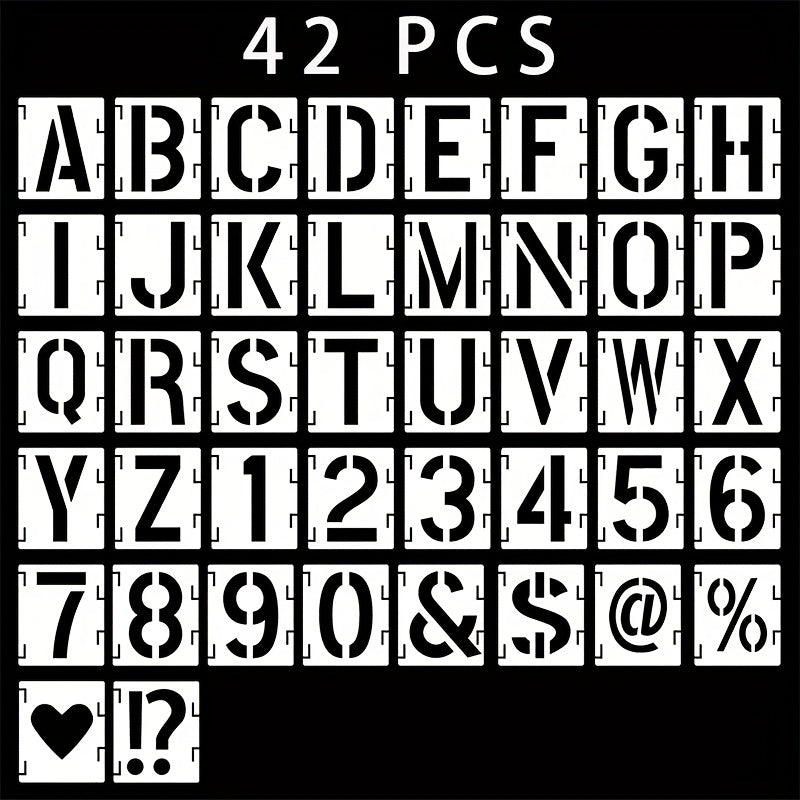 42pcs Letter Stencils Symbol Numbers Craft Stencils Reusable Alphabet Templates