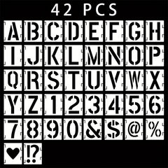 42pcs Letter Stencils Symbol Numbers Craft Stencils Reusable Alphabet Templates