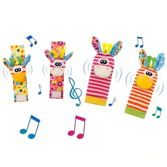 Baby Cartoon Animal Wrist Bell Rattle Socks Set Plush Stuffed Toys