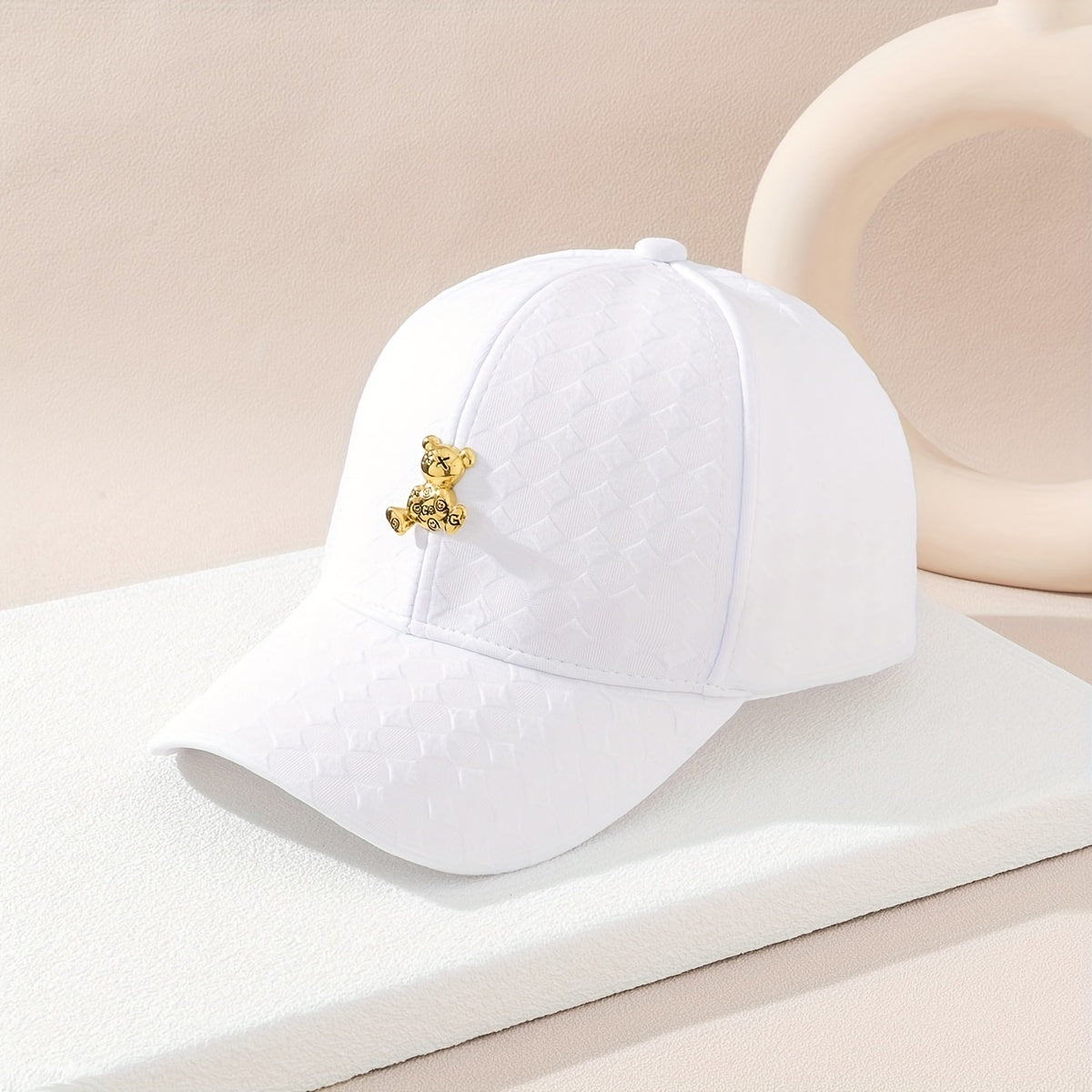 Metal Bear Baseball Cap Embossed Couple Hats Lightweight Sunscreen Dad Hats