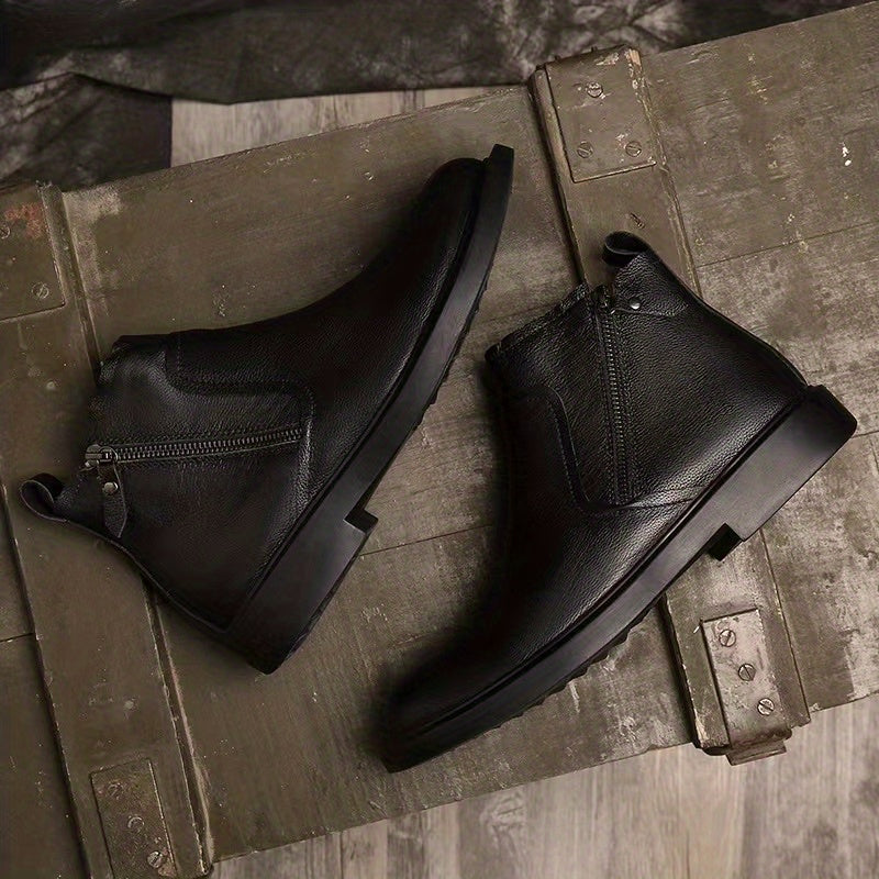 Men's Casual Round Toe Zipper Dress Ankle Boots