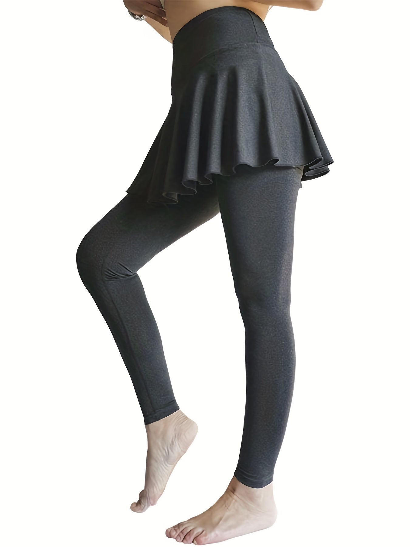 2 In 1 Skinny Leggings Casual Stretchy Skirt Leggings