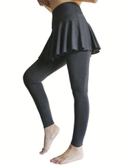 2 In 1 Skinny Leggings Casual Stretchy Skirt Leggings