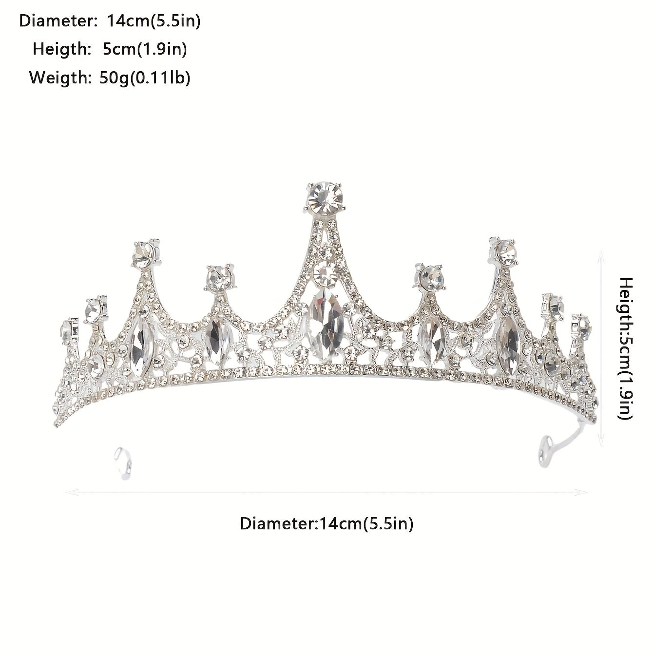 Crystal Bridal Tiara Crown Bride Headband Wedding Hair Jewelry