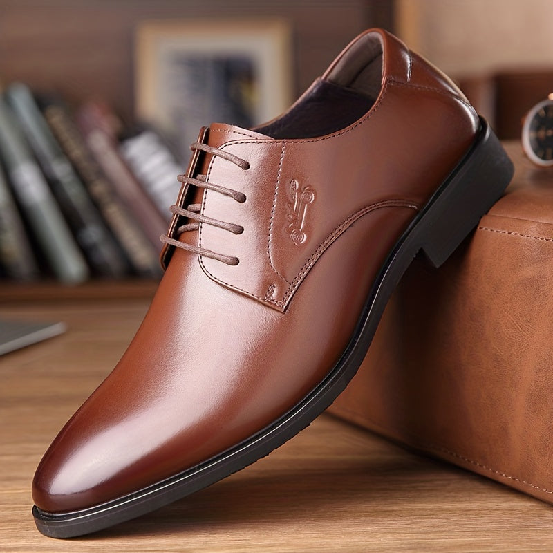 Men's Almond Toe Derby Shoes Lace up Front Dress Shoes