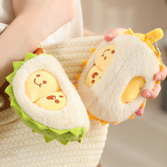 Durian Plush Toy Soft Fluffy Animal Expressive Eyes Beige Yellow