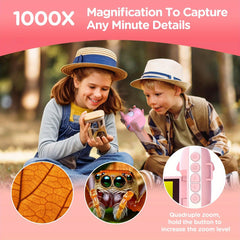 RIVGOT Kids Microscope 1000X Handheld with 8 Lights