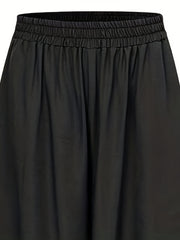  Solid Elastic High Rise Wide Leg Trousers