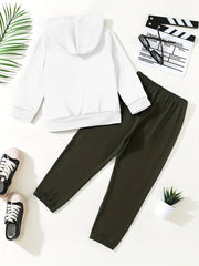 LA Boy's Hoodie & Cargo Pants Set Street Style Outfit