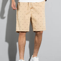 Fish Bone Allover Print Shorts Men's Casual Solid Shorts