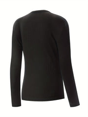 Ribbed Round Neck Long Sleeve T shirt for Women