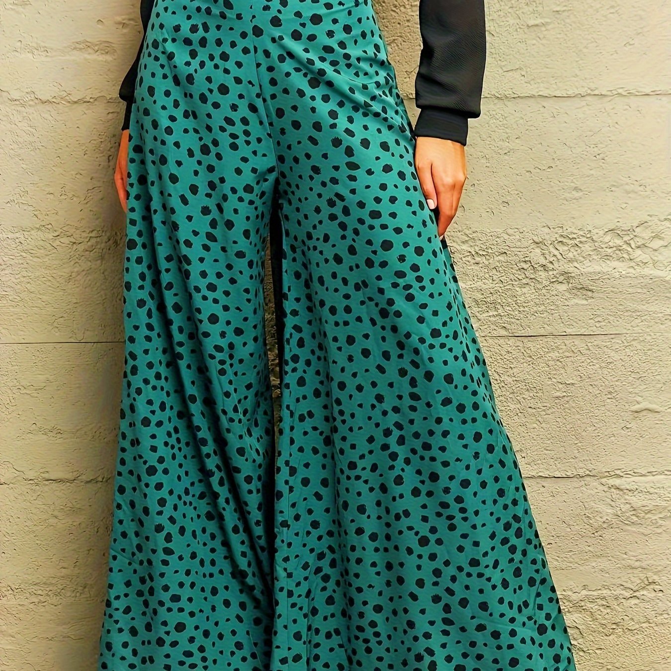 Women's Plus Dalmatian Print Wide Leg Trousers
