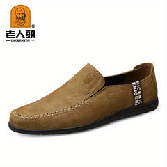 LAORENTOU Men's Leather Loafer Shoes Lightweight Wear resistant Walking Shoes