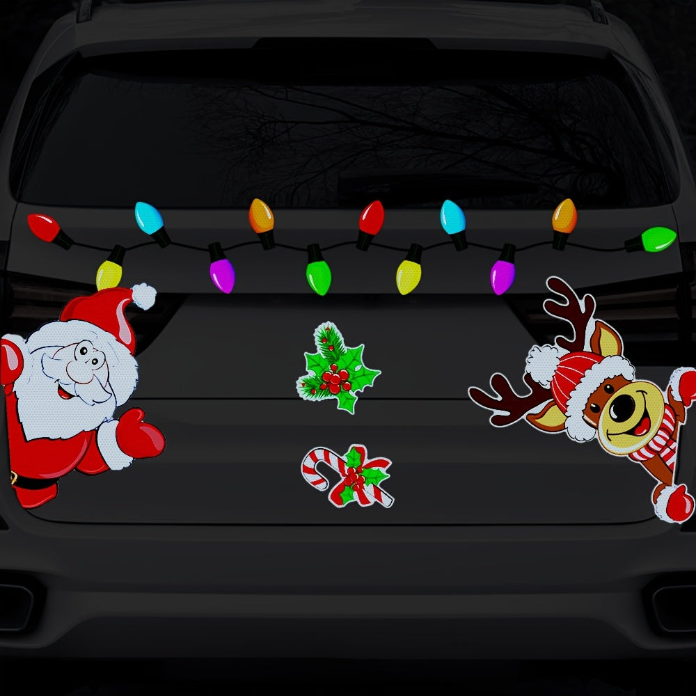 Christmas Magnets Decor Reflective Santa Bulb Car Refrigerator Stickers