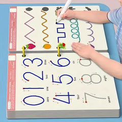 AOUDAI 34 Pg Reusable Workbook w/ Pens Eraser Numbers Letters Shapes