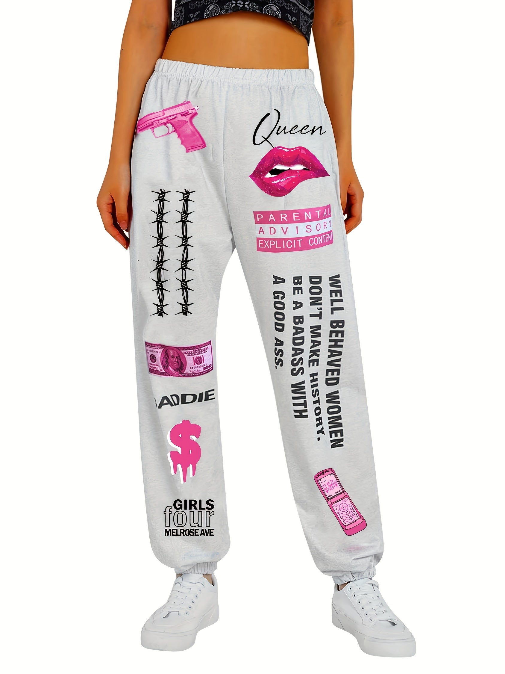  Y2k Graffiti Print Jogger Trousers