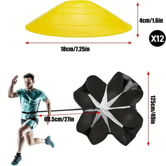 Speed & Agility Training Set - 12 Rung Ladder, Disc Cones, Hurdles