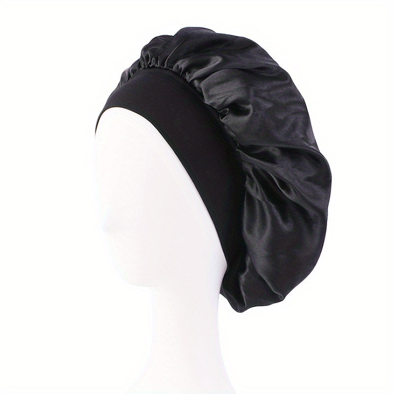 Wide Elastic Band Satin Sleep Bonnet Soft Night Sleeping Cap