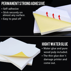 50 Sheets A4 Glossy Adhesive Paper for Printers Quick drying
