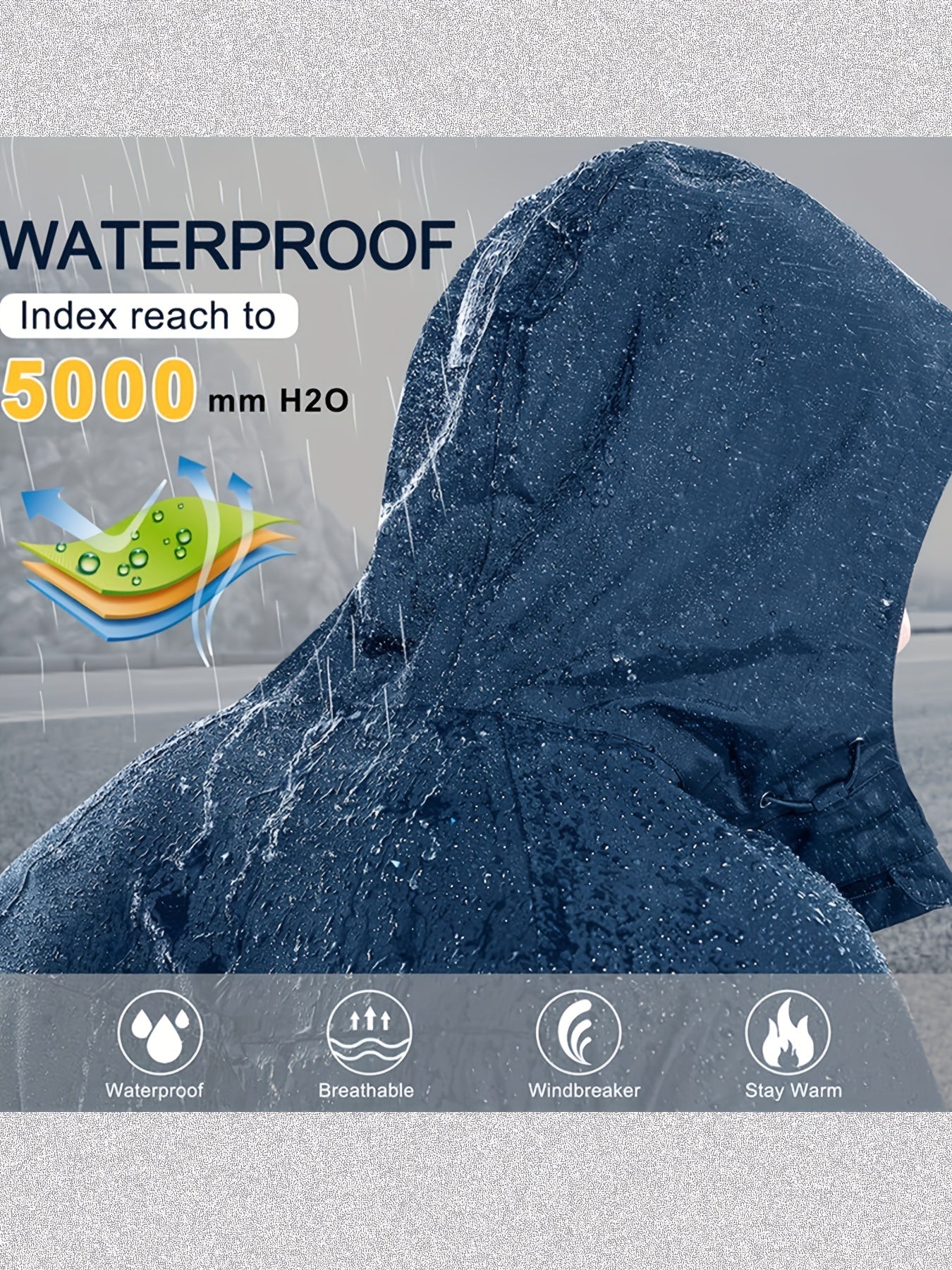 Men's Waterproof Hooded Jacket for Running