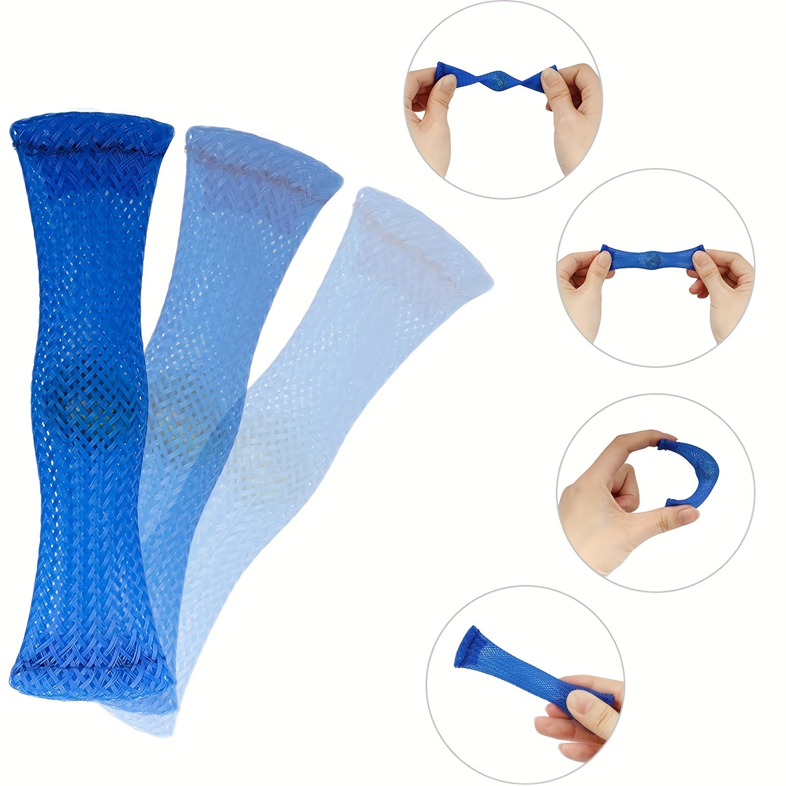 4Pcs Braided Mesh Tubes Fidget Toys with Marble