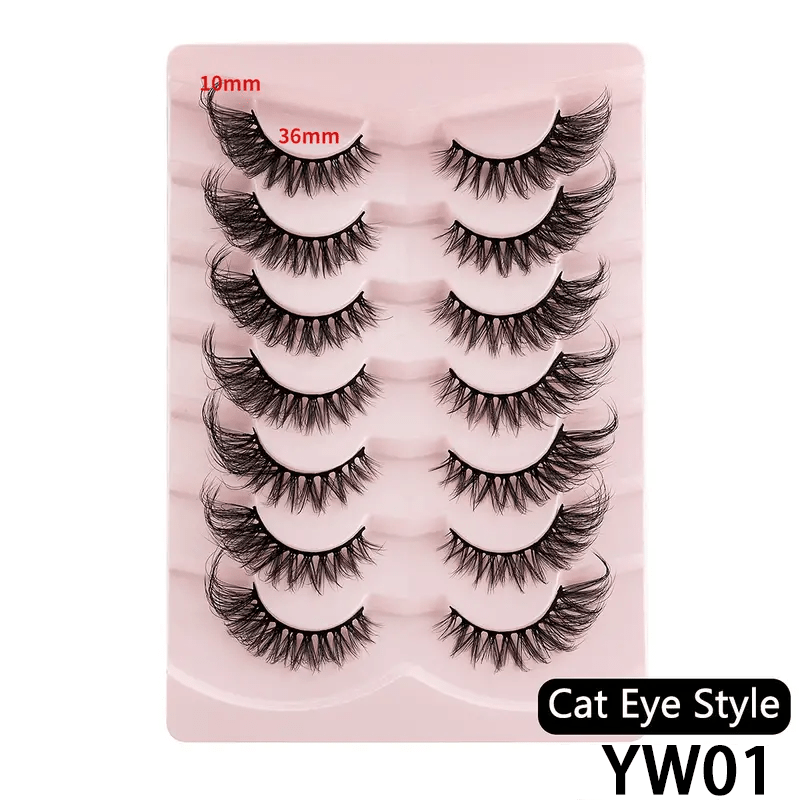 7 Pairs Cat Eye Dramatic False Eyelashes 8D Fluffy Extension Volume