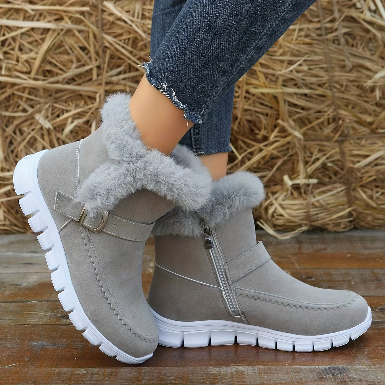 Women's Winter Snow Boots Faux Fur Lining Non slip Outdoor Bootie