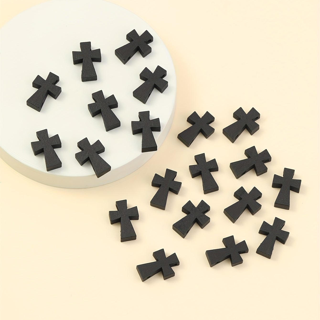 20pcs Wooden Perforated Cross Beads for DIY Bracelets Necklaces Earrings