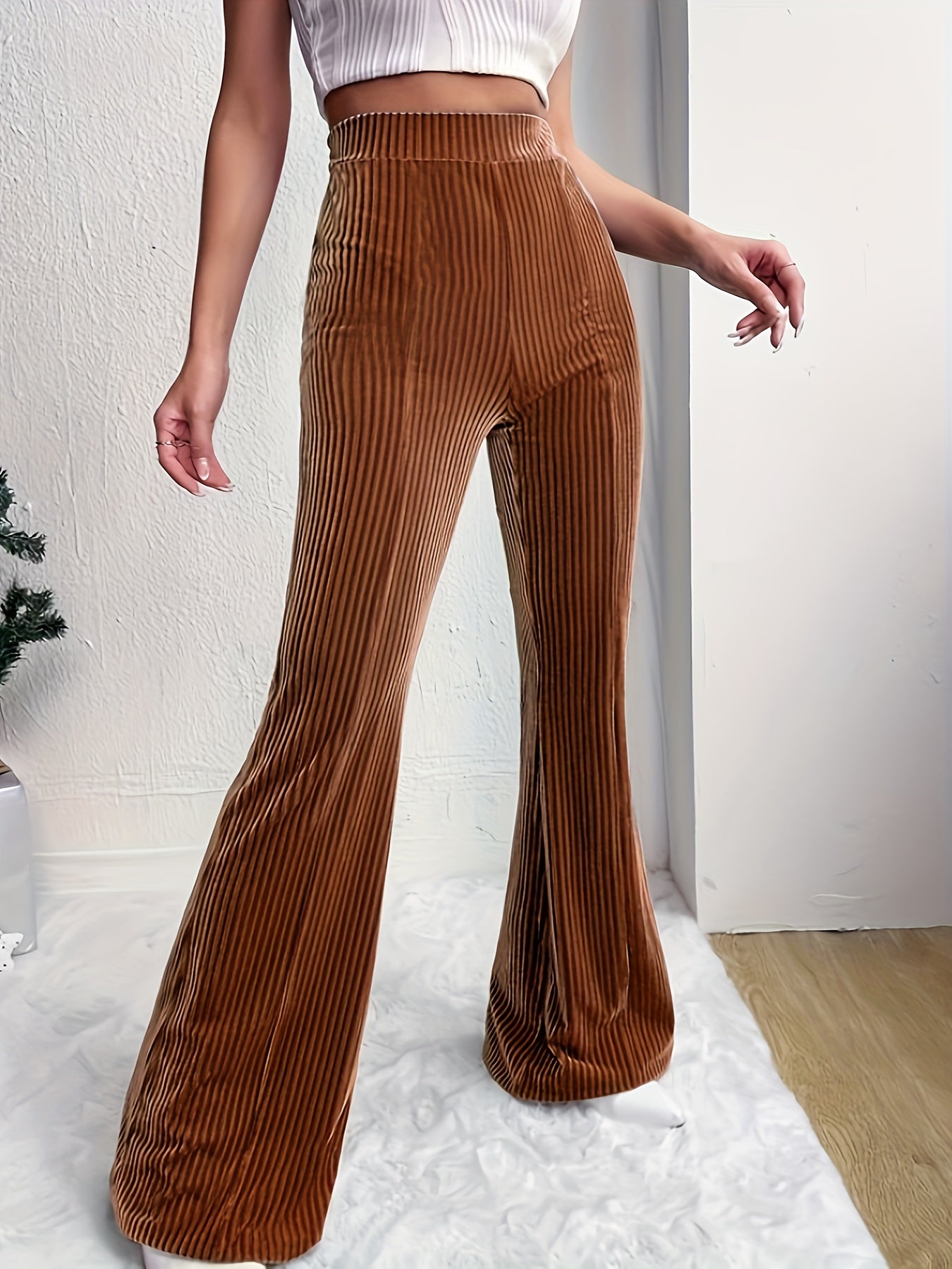  Pants Women's High Rise Stretch Flared Leg Trousers