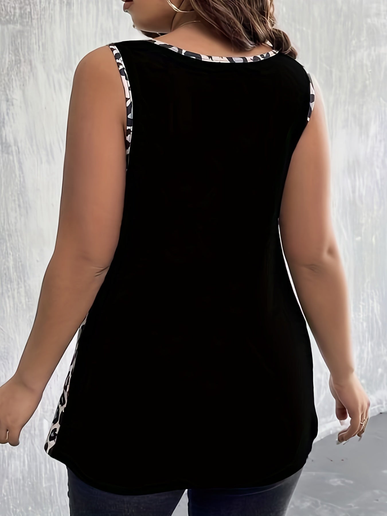  Colorblock Leopard Tank Top with Cut Out Strap