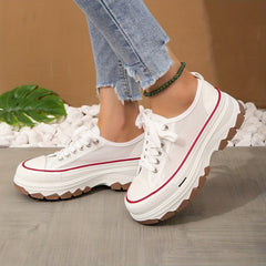Women's Mesh Sneakers Lace Up Low Round Toe Thick Bottom Shoes