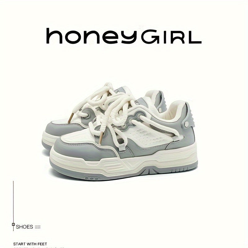 Thick Sole Heighten Sneakers Faux Leather Chunky Shoes