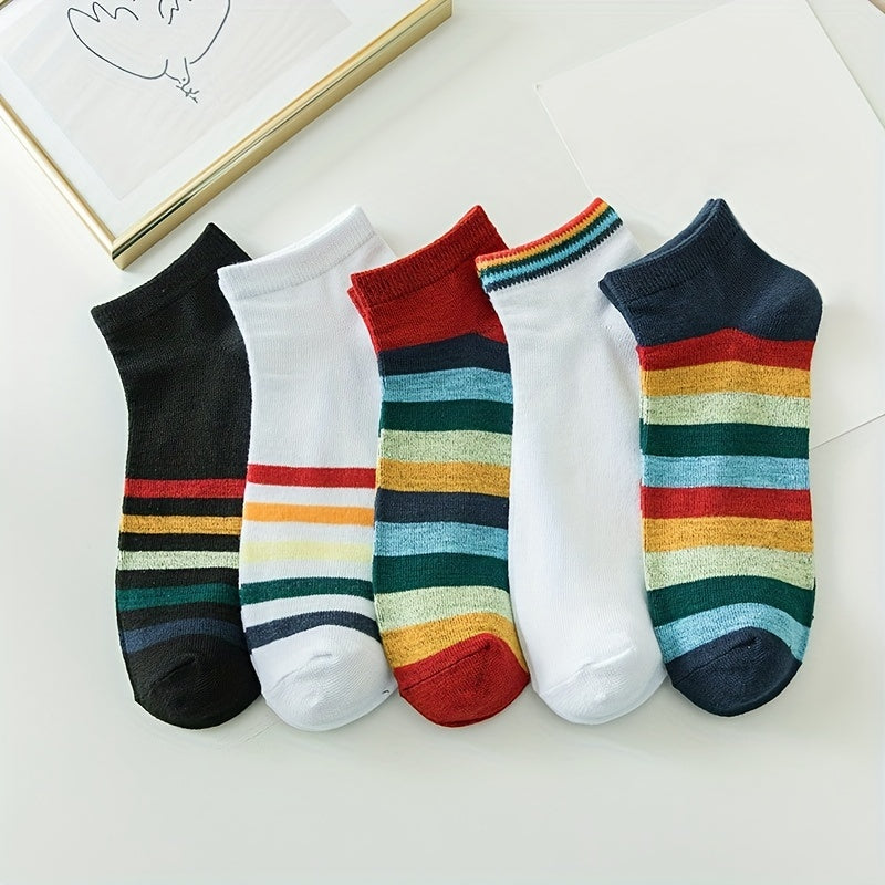 Rainbow Striped Socks Low Cut Sports Socks Women's Stockings