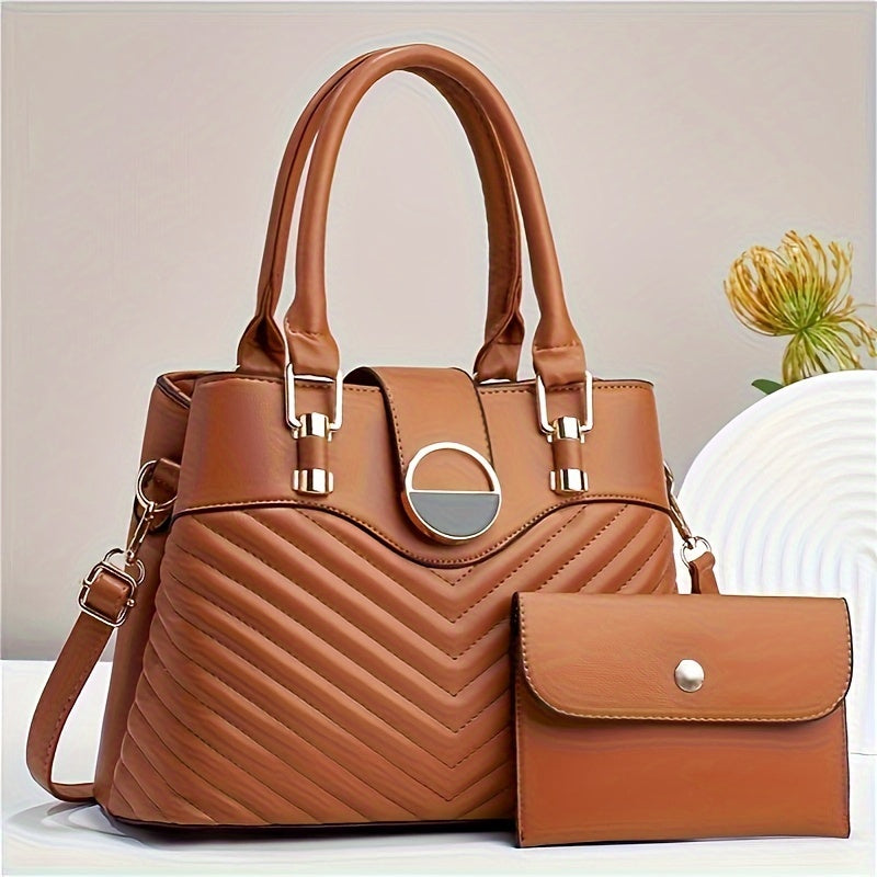 Top Handle Satchel & Crossbody Bag Women's Purse Set with Stylish Straps