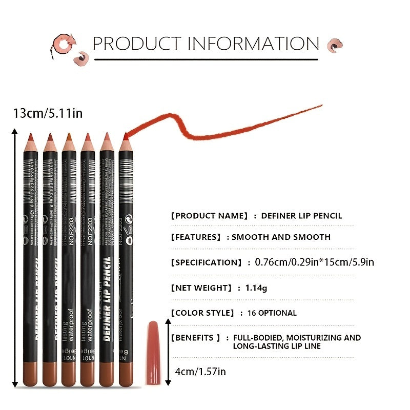 Long Lasting Lip Liner Pen with Smudge Proof Formula - Nude Shades