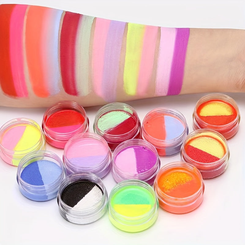 12pcs Dual Tone Body Paint Set for Festivals, Parties & Stage