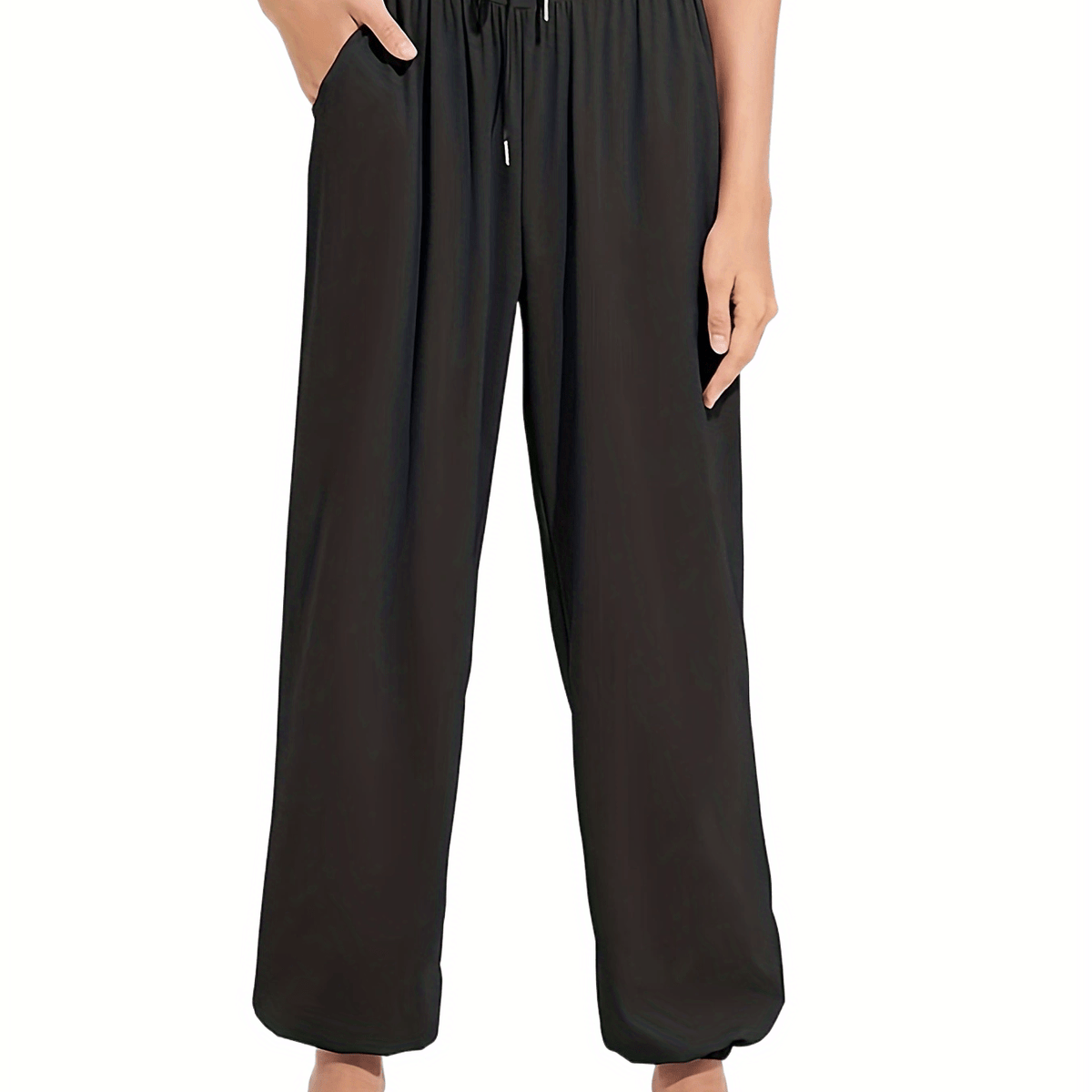  Sports Pants Women's Plus Solid Yoga Pants With Pockets