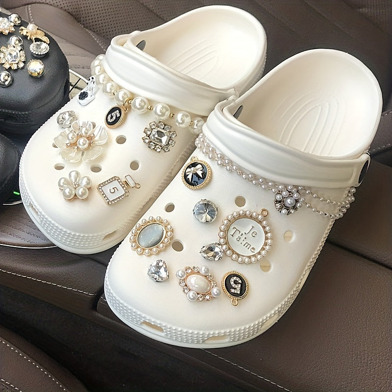 Pearl Rhinestone Shoe Pins Decor Set DIY Shoe Buckle Accessories
