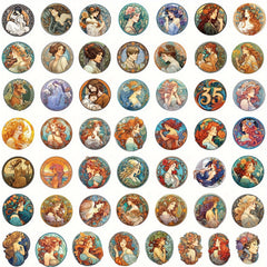 50pcs Mucha Style Stickers for Notebook Helmet Water Cup