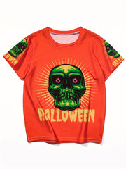 Boys Skull Printed Street Style T Shirt Halloween Costume Casual