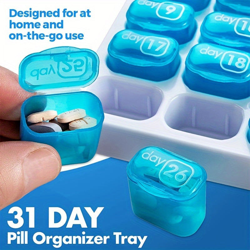 Plastic 31 Compartment Pill Storage Box with Date for Outdoor Use